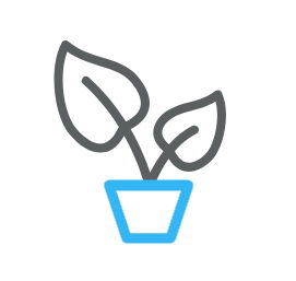 Icon zeigt zwei Pflanzenblätter in einem Topf